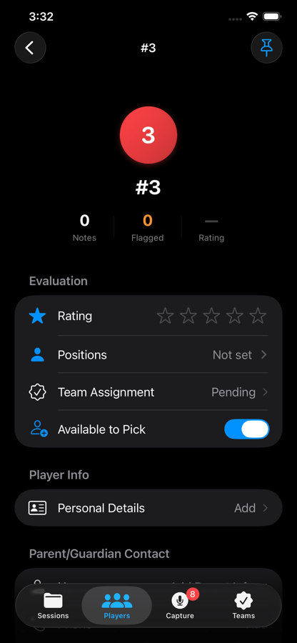 Player detail screenshot